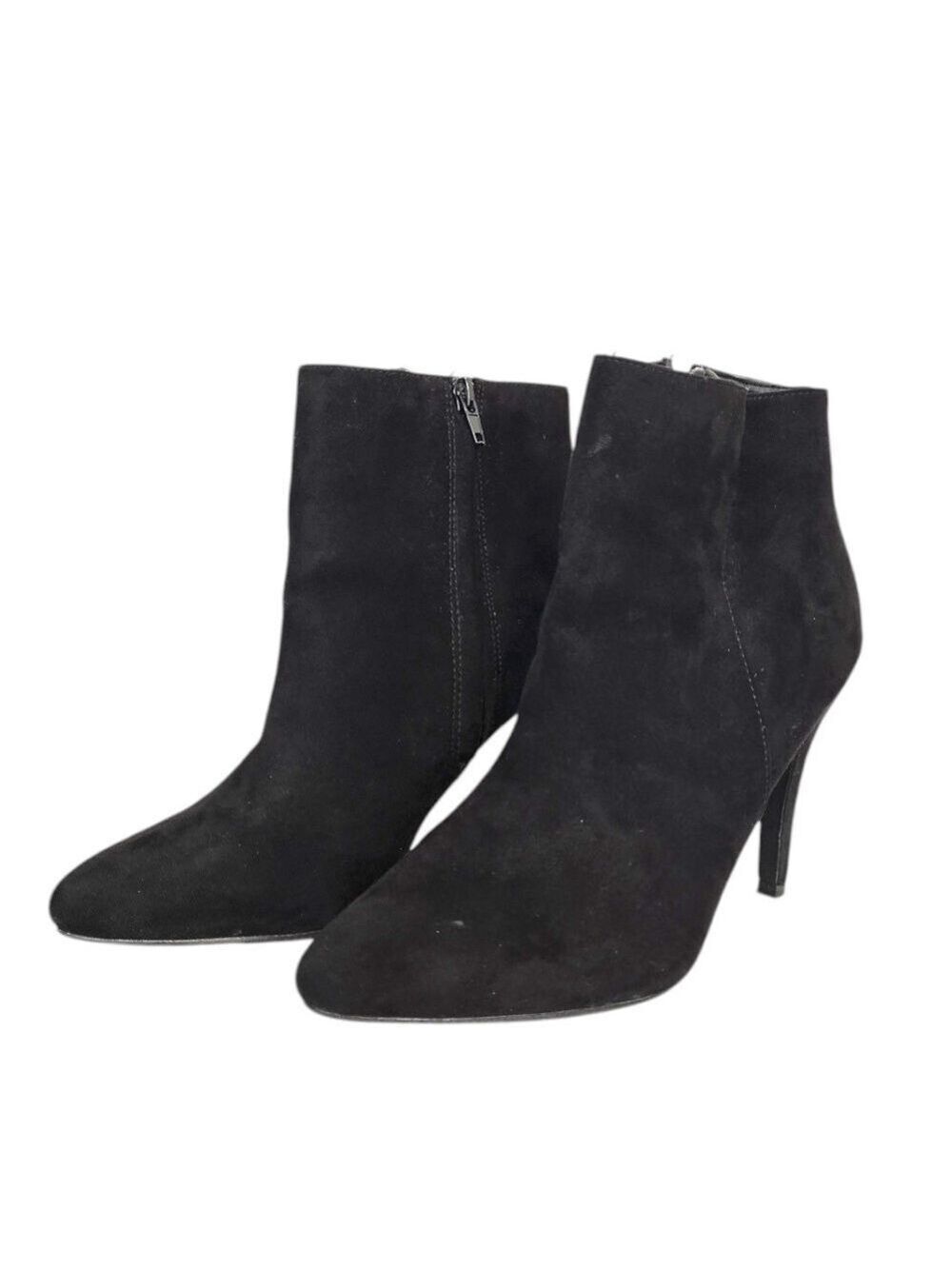 Madden Girl Sallyy Suede Almond Toe Side Zip Ankle Boots In Black Sz 9.5